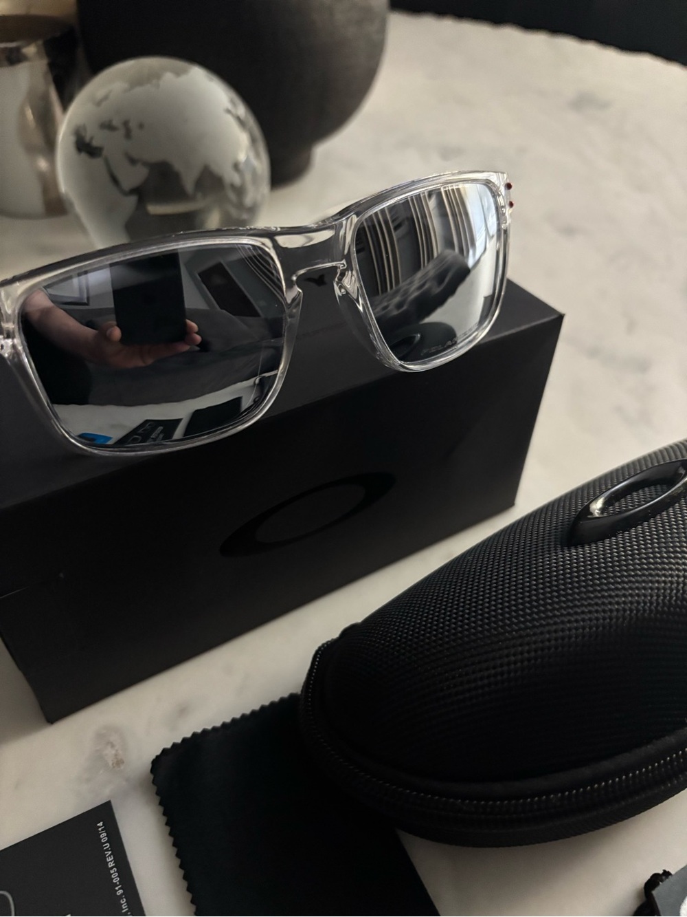 Oakley Clear Frame Sunglasses with Silver Mirror Lenses